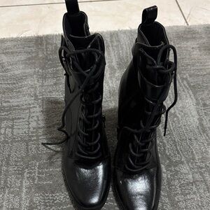 Sleek Black Lace-Up Women's Ankle Boots